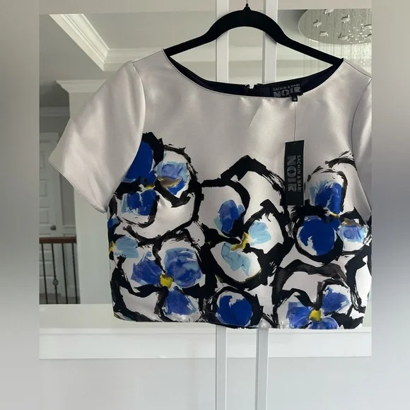 Anthropologie Sachin And Babi Printed Cropped Top - Picture 2 of 7